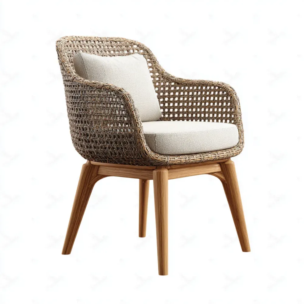 Silla de Comedor de Ratán Sintético 60x64x85 cm para Jardín - Beige - Diseño Moderno-Xelvador