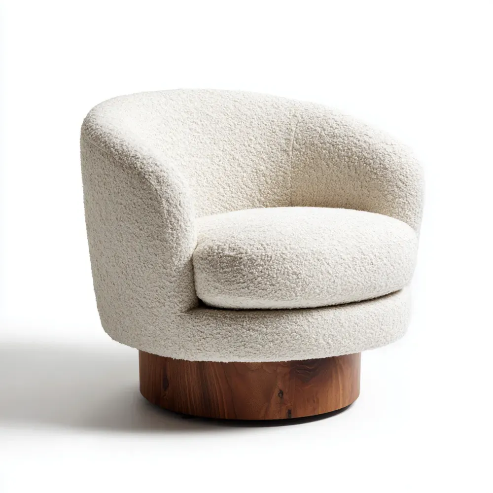 Sillón moderno tapizado de lana 75x75x70 cm - Crema-Xelvador