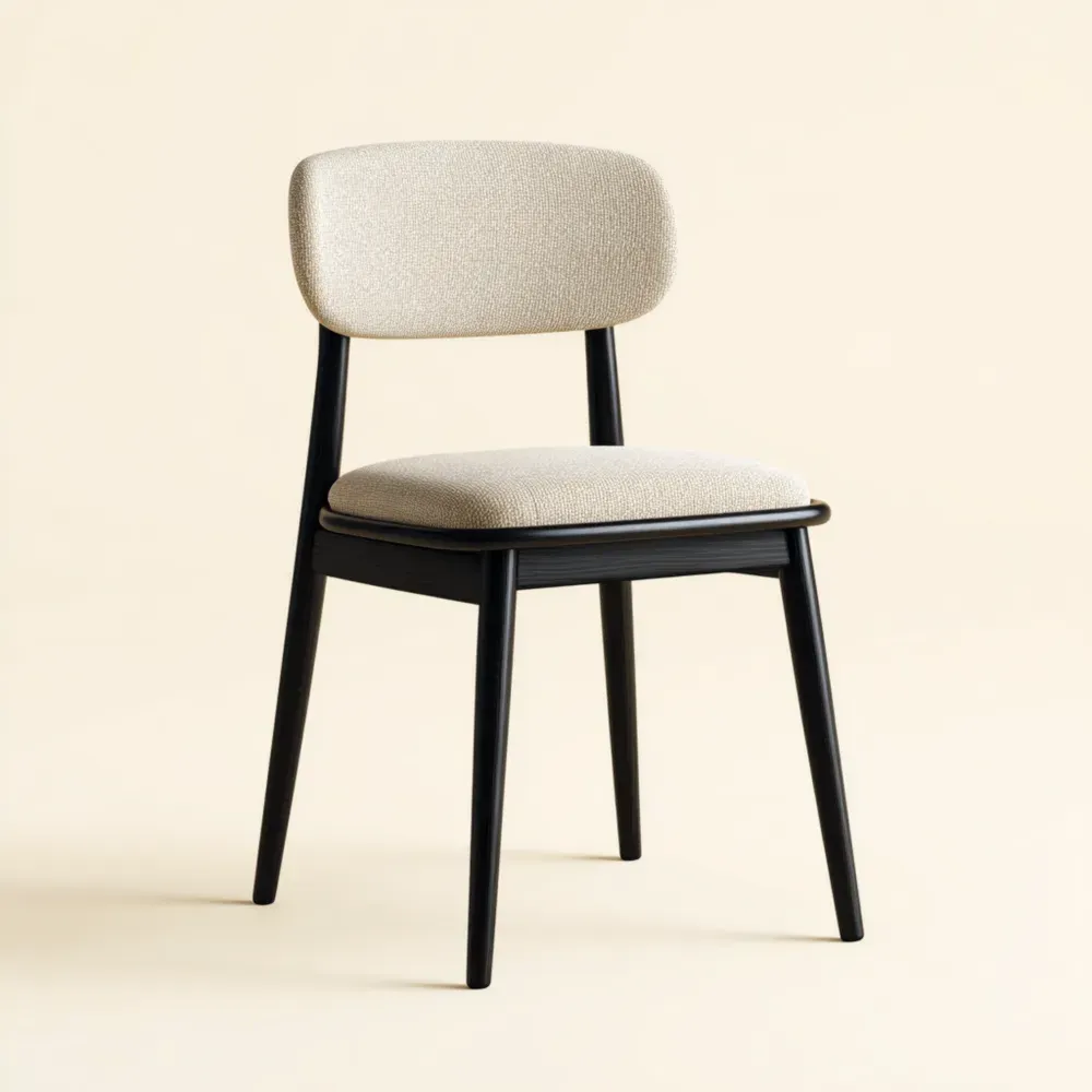 Silla de Comedor Tapizada 45x50x85 cm - Negro/Beige - Diseño Contemporáneo-Xelvador