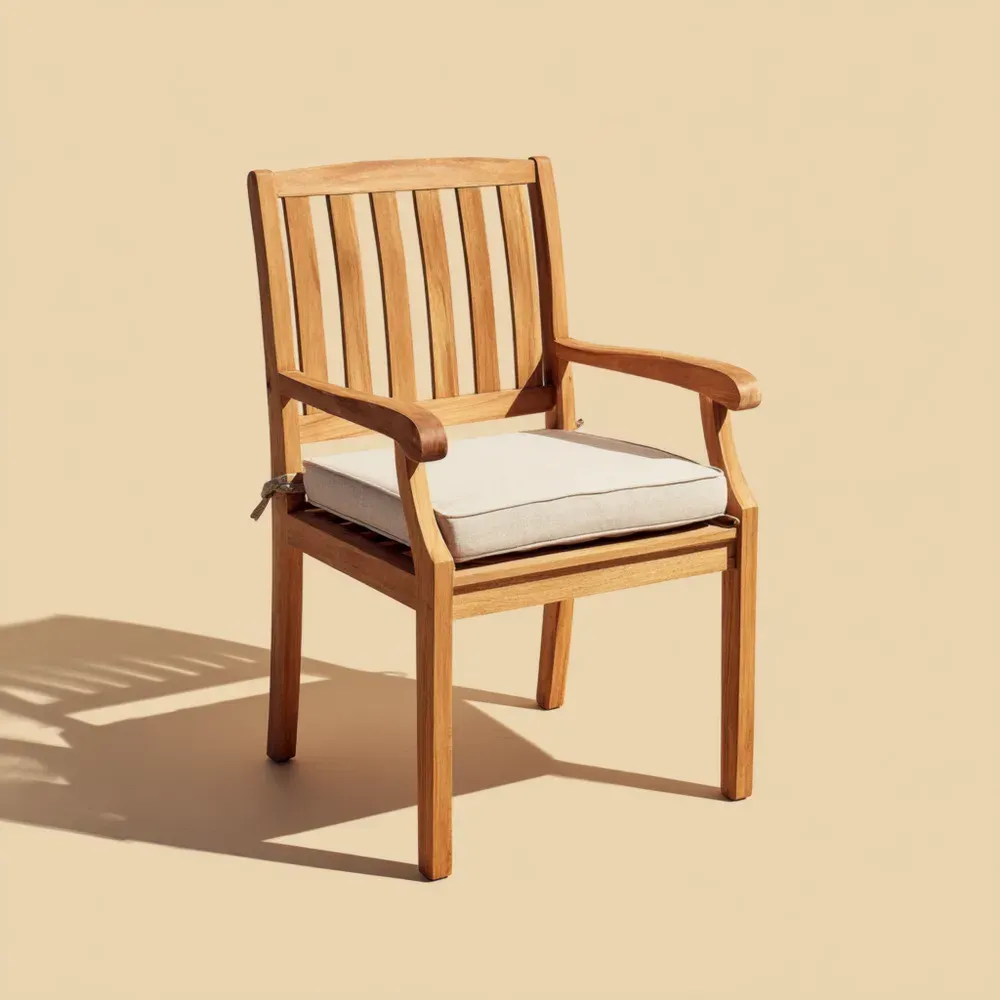 Silla de jardín de madera 58x60x89 cm con cojín - Teca-Xelvador