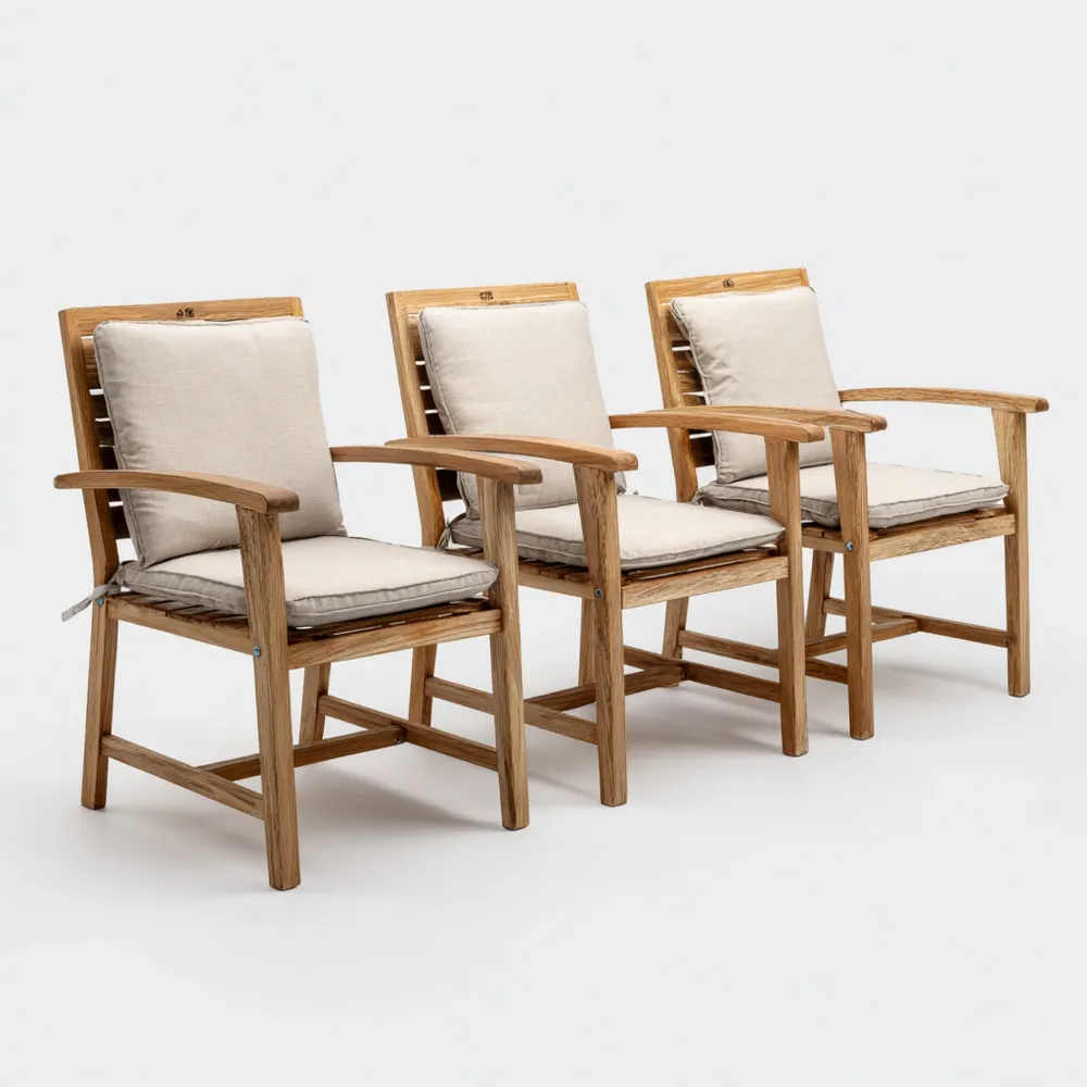 Sillas de Jardín de Madera Maciza con Cojines Crema – 90x60x58 cm-Xelvador