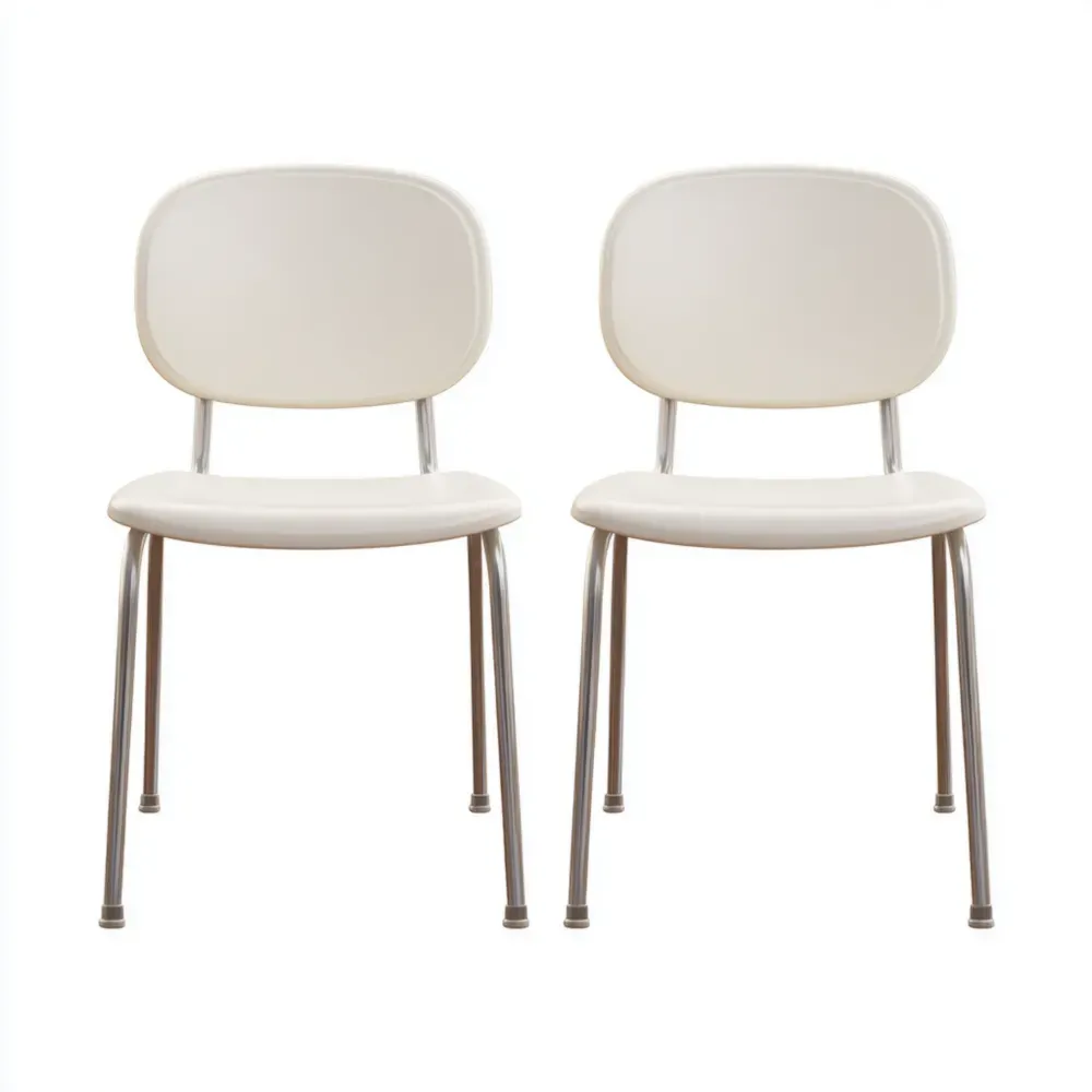 Juego de 2 sillas de comedor 47x52x80 cm - Metal y plástico - Beige - Diseño minimalista-Xelvador