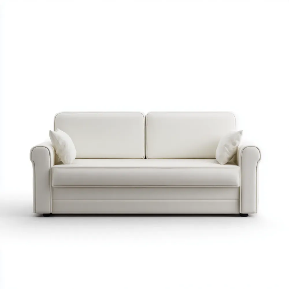 Sofá de 3 plazas Cuero Sintético 200x85x90 cm - Blanco - Diseño Clásico