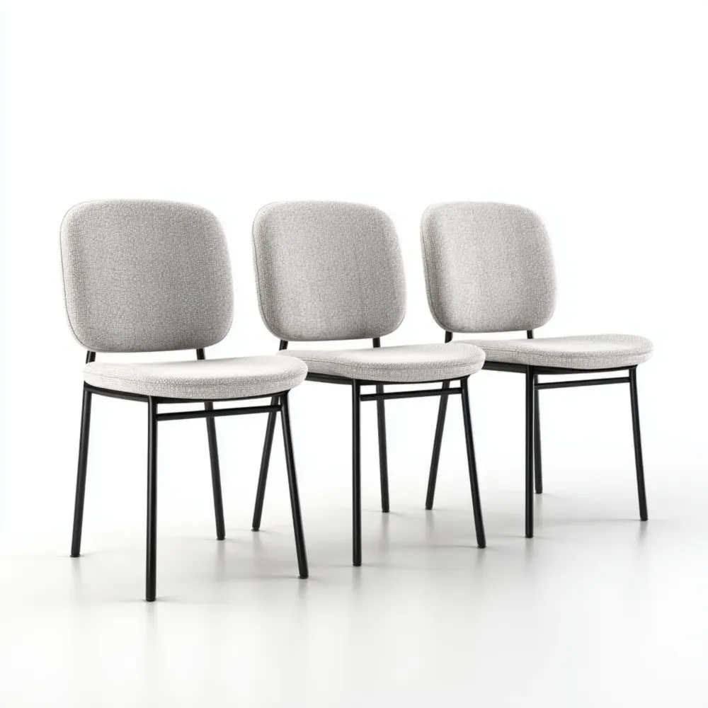 Juego de Sillas de Comedor Tapizadas 45x50x85 cm - Gris Claro - Diseño Moderno