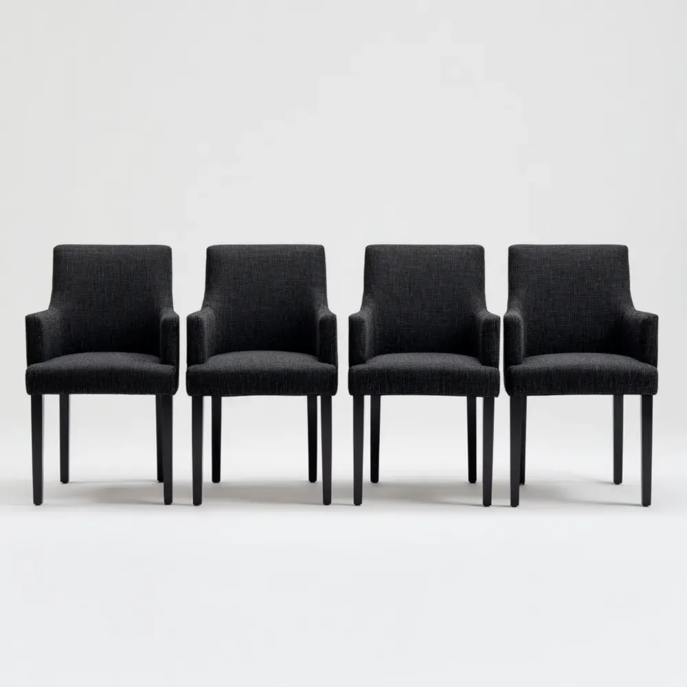 Juego de Sillas de Comedor Tapizadas 55x60x85 cm - Tela Negra - Diseño Moderno