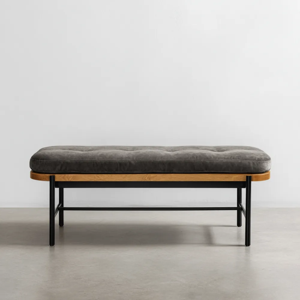 Banco de pie de cama Tapizado en Terciopelo 140x40x45 cm - Gris