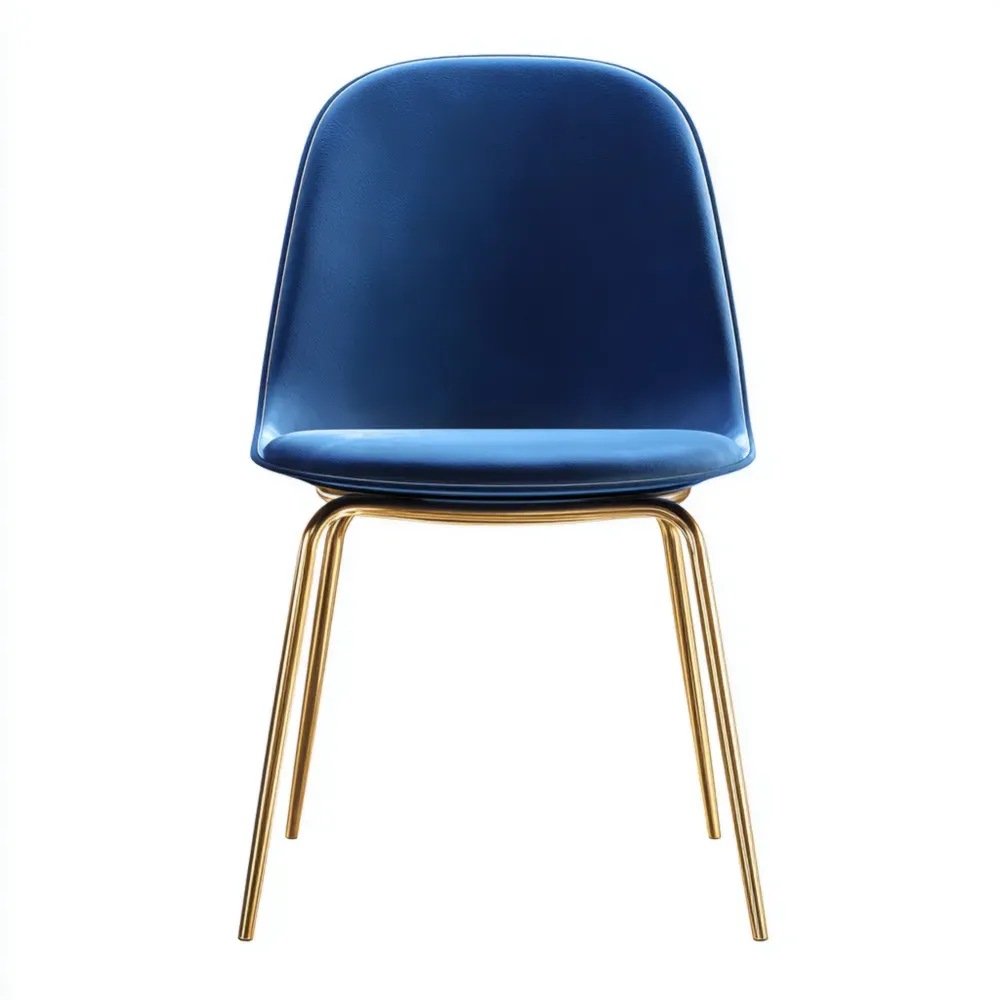 Silla de Comedor 50x45x85 cm - Metal Azul/Acabado Dorado - Diseño Contemporáneo