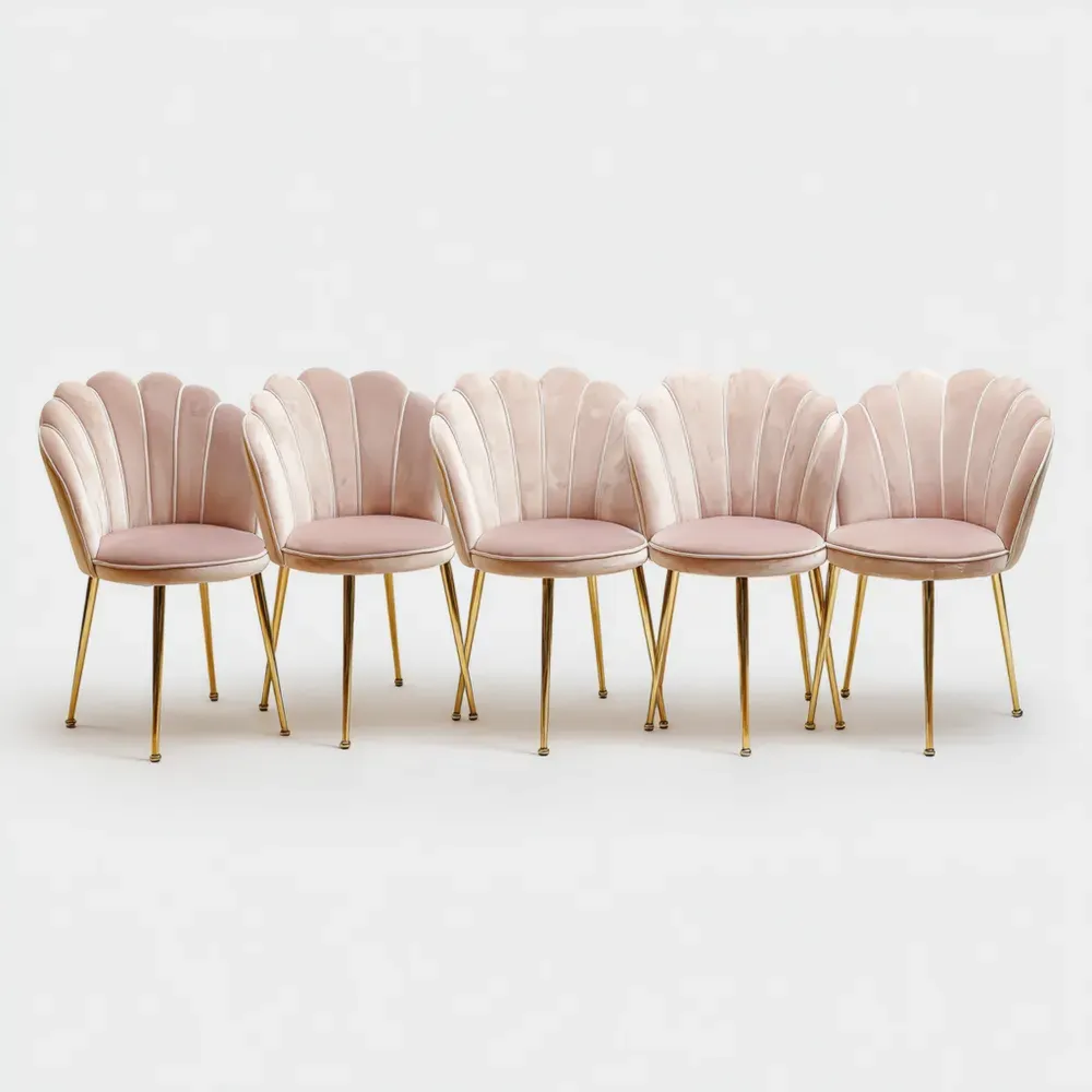 Conjunto de sillas de comedor de terciopelo 45x50x85 cm – Rosa – Diseño moderno