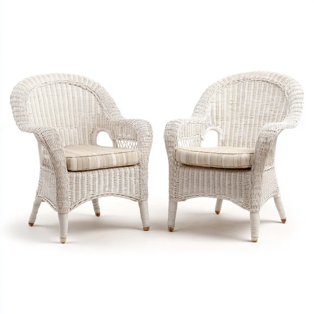 Sillas de Jardín de Ratán Sintético 75x70x90 cm – Blanco – Estilo Clásico