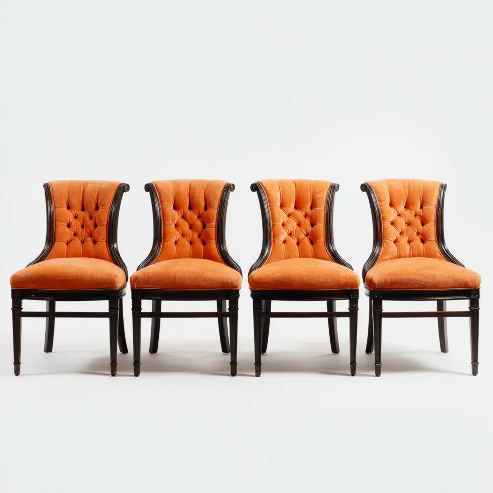 Juego de sillas de comedor tapizadas en terciopelo Naranja - Clásico - 45x60x90 cm