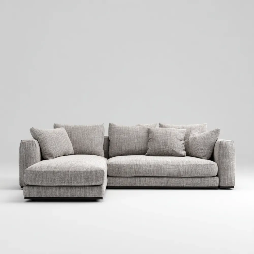 Sofá seccional de tela 240x150x85 cm - Gris claro - Diseño moderno