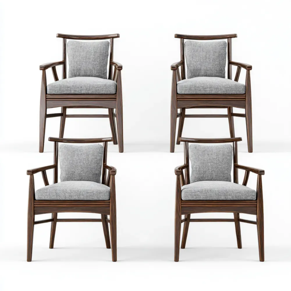 Juego de sillas de comedor Madera tapizado 60x48x85 cm – Gris – Diseño moderno