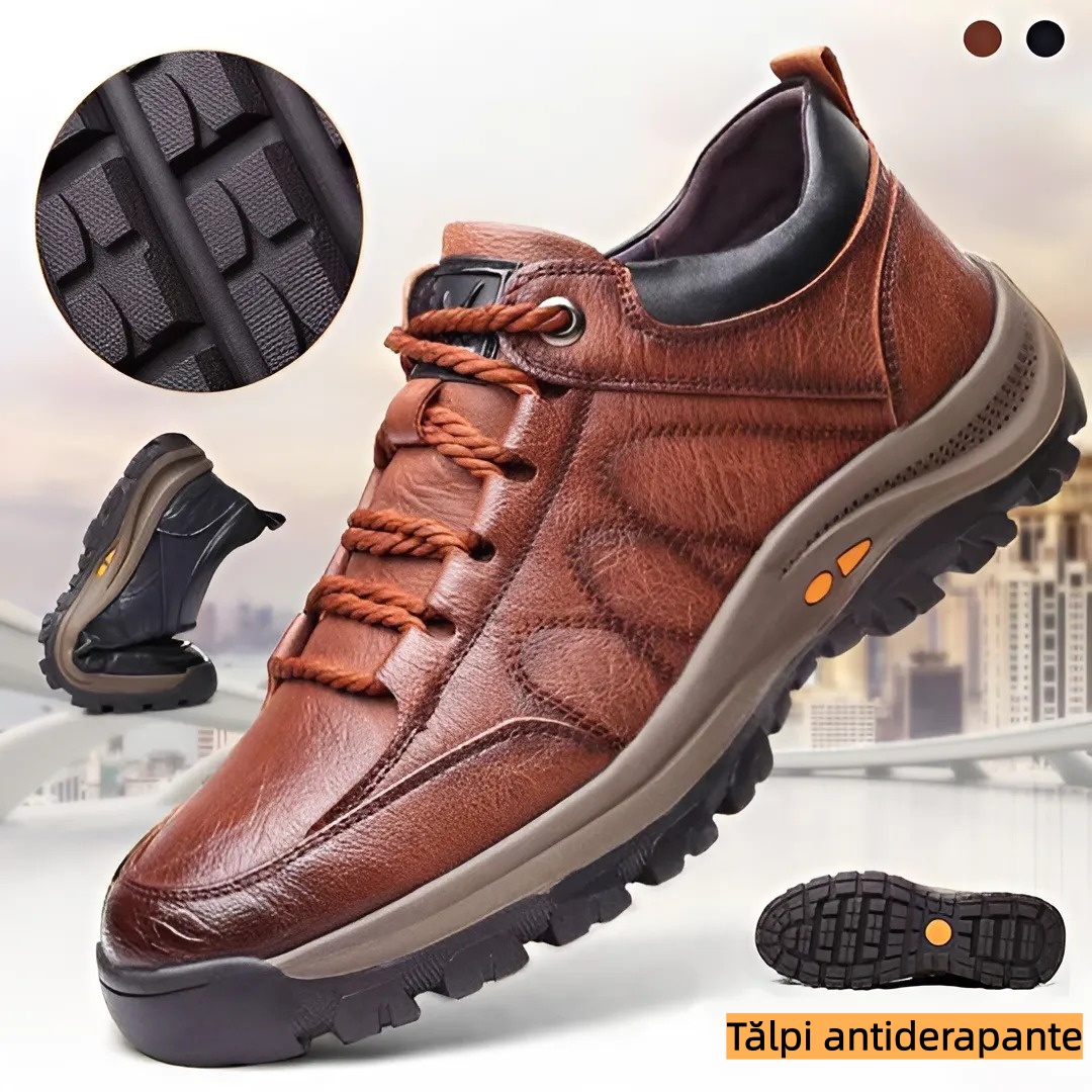 【🎁Ofertă limitată】🐂 Pantofi ortopedici pentru bărbați, confecționați din piele de vițel australiană👞 Cusuți manual, impermeabili și antiderapanți✅ Suport pentru arcul plantar - mers confortabil✅