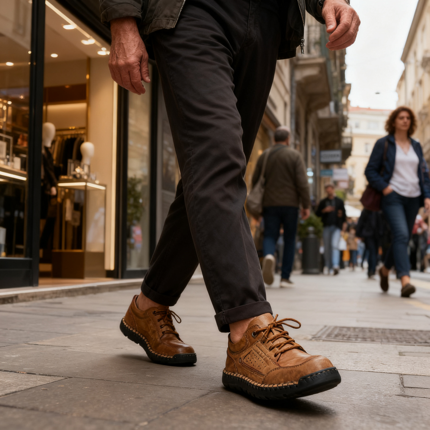 (🎉Reducerea de azi de 60%, se încheie în curând) 🐂 Pantofi ortopedici pentru bărbați din piele de vițel australian autentică 👞Cusuți manual, impermeabili și anti-alunecare ✅ Suport arc - mers confortabil