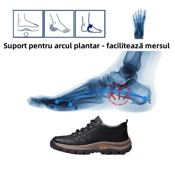 (🎉Reducerea de azi de 60%, se încheie în curând) 🐂 Pantofi ortopedici pentru bărbați din piele de vițel australian autentică 👞Cusuți manual, impermeabili și anti-alunecare ✅ Suport arc - mers confortabil