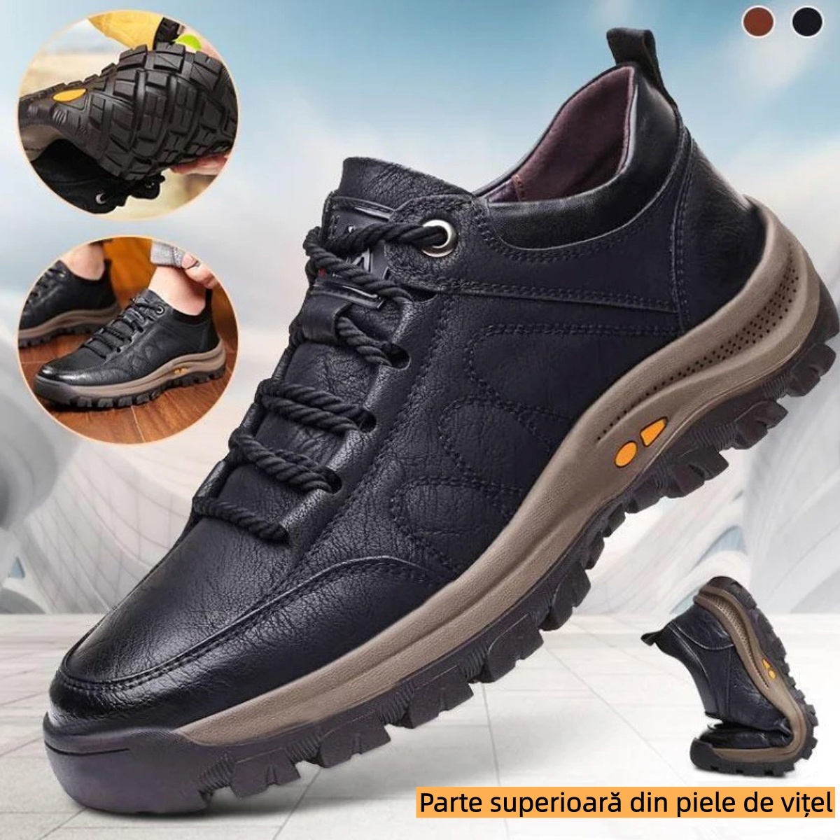 【🎁Ofertă limitată】🐂 Pantofi ortopedici pentru bărbați, confecționați din piele de vițel australiană👞 Cusuți manual, impermeabili și antiderapanți✅ Suport pentru arcul plantar - mers confortabil✅