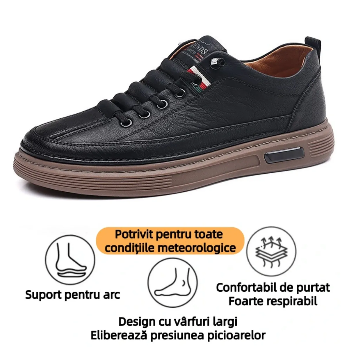 【🎉Ofertă limitată】 - Pantofi ortopedici din piele australiană autentică 👞 - Indispensabili pentru bărbați ✅ Suport pentru arcul plantar - Confortabili pentru mersul pe tot parcursul zilei ✅