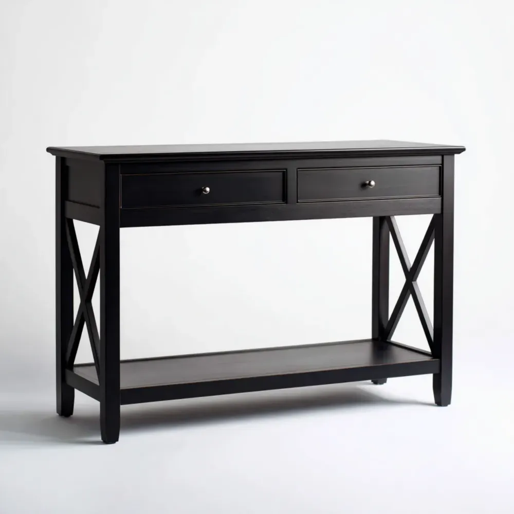 Mesa Consola Madera Negra 120x40x80 cm – Diseño Clásico