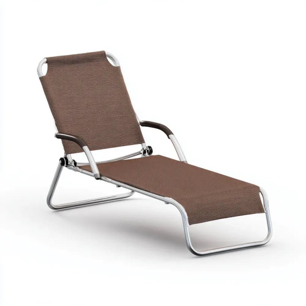 Tumbona de jardín 190x65x35 cm Tela Transpirable Marrón - Diseño Plegable