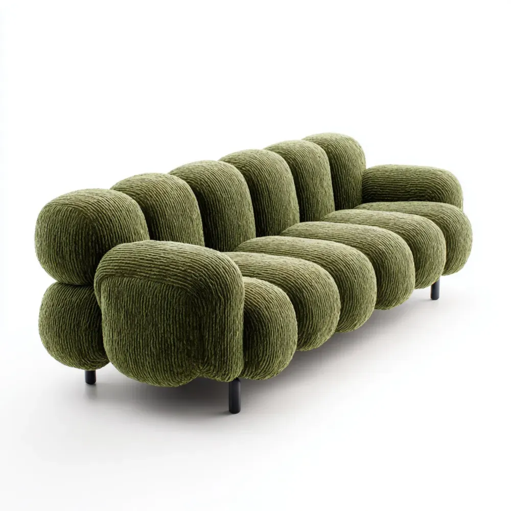 Sofá de Tela Corduroy 220x95x85 cm – Verde Oliva – Diseño Moderno
