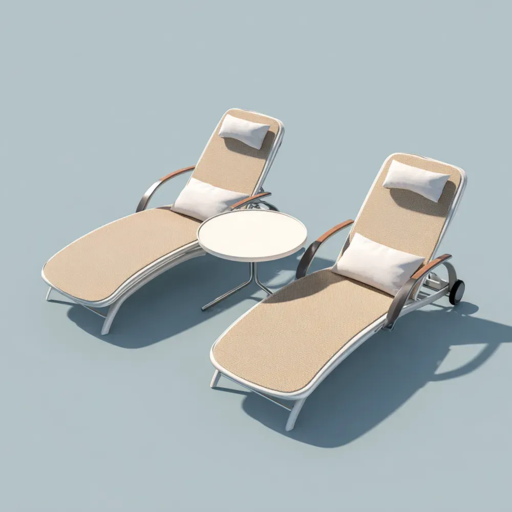 Tumbonas de Jardín Metálicas 200x60x35 cm – Beige – Diseño Moderno
