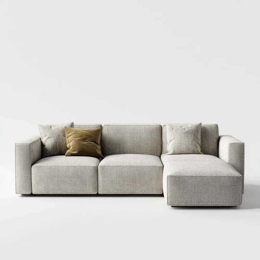 Sofá seccional de tela 230x90x85 cm - Gris Claro - Diseño moderno