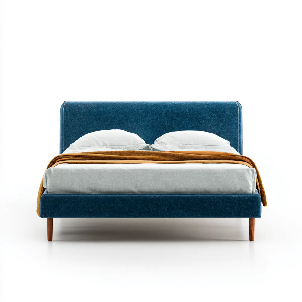 Cama Doble Tapizada 200x160 cm – Azul Marino – Estilo Moderno