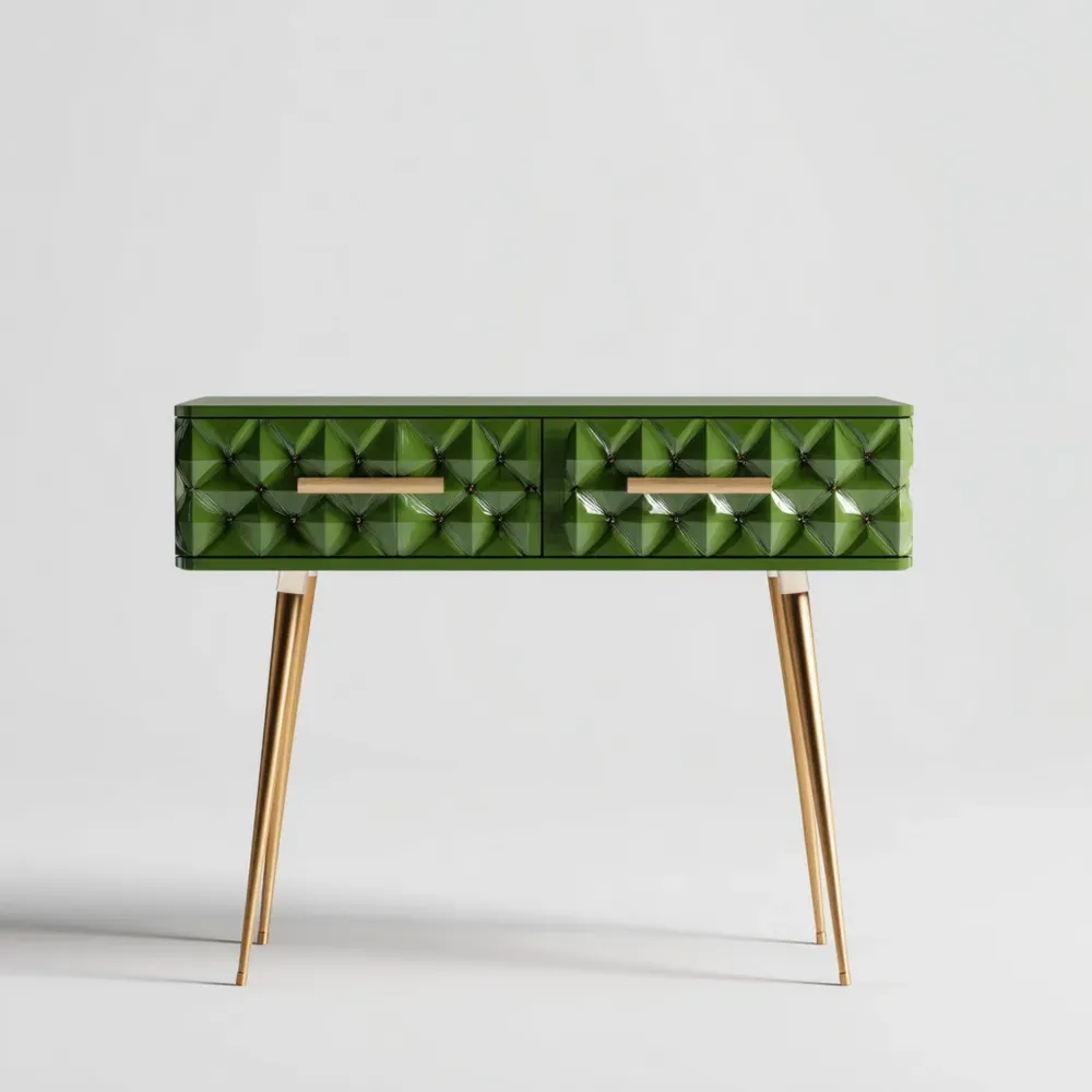 Consola de Madera 90x40x75 cm 2 Cajones Verde