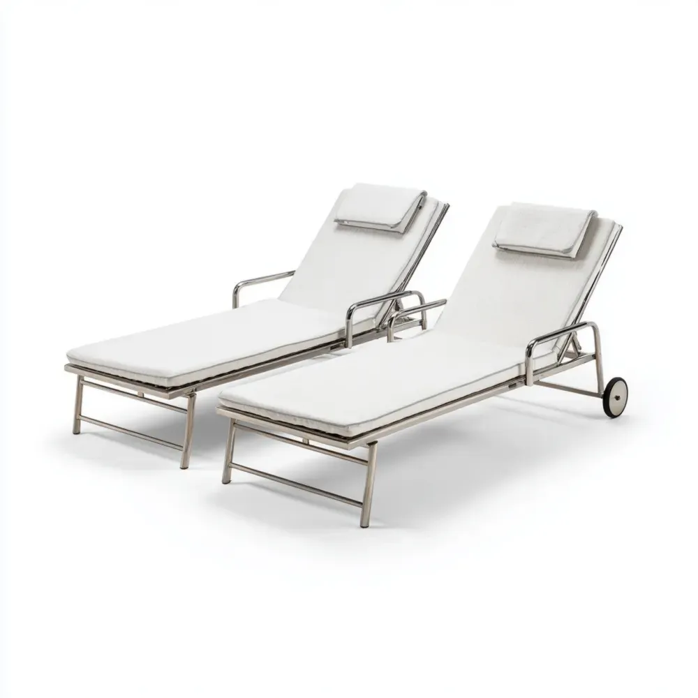 Tumbona de jardín metálica 180x60 cm – Blanco – Diseño ajustable