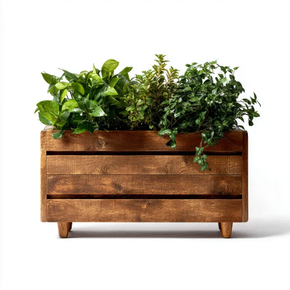 Jardinera de Madera Maciza - 60x30x35 cm - Estilo Rústico