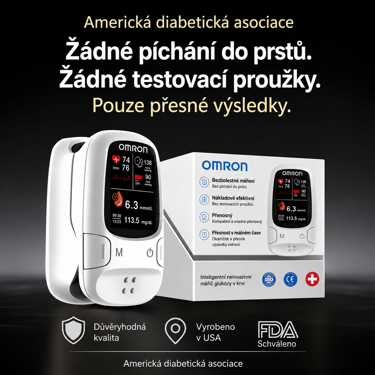 Omron™ představuje nově uvedený neinvazivní chytrý glukometr pro měření hladiny glukózy v krvi 🔥
