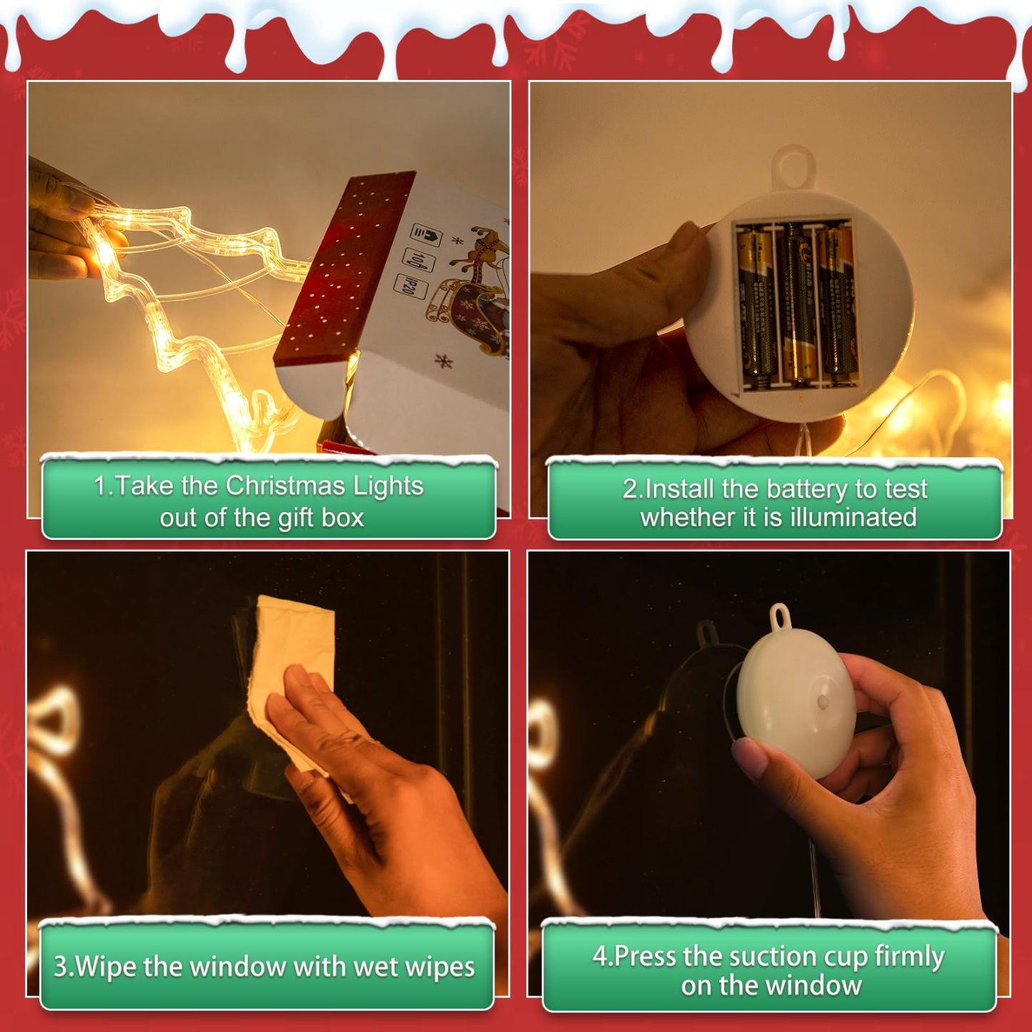 🎅5 bucăți decorațiuni pentru fereastră de Crăciun, agățat de Crăciun alimentat cu baterie, fulg de zăpadă, cu lumină albă, stea, clopoței, LED, pentru decorarea interioară a șemineului pentru pomul de Crăciun