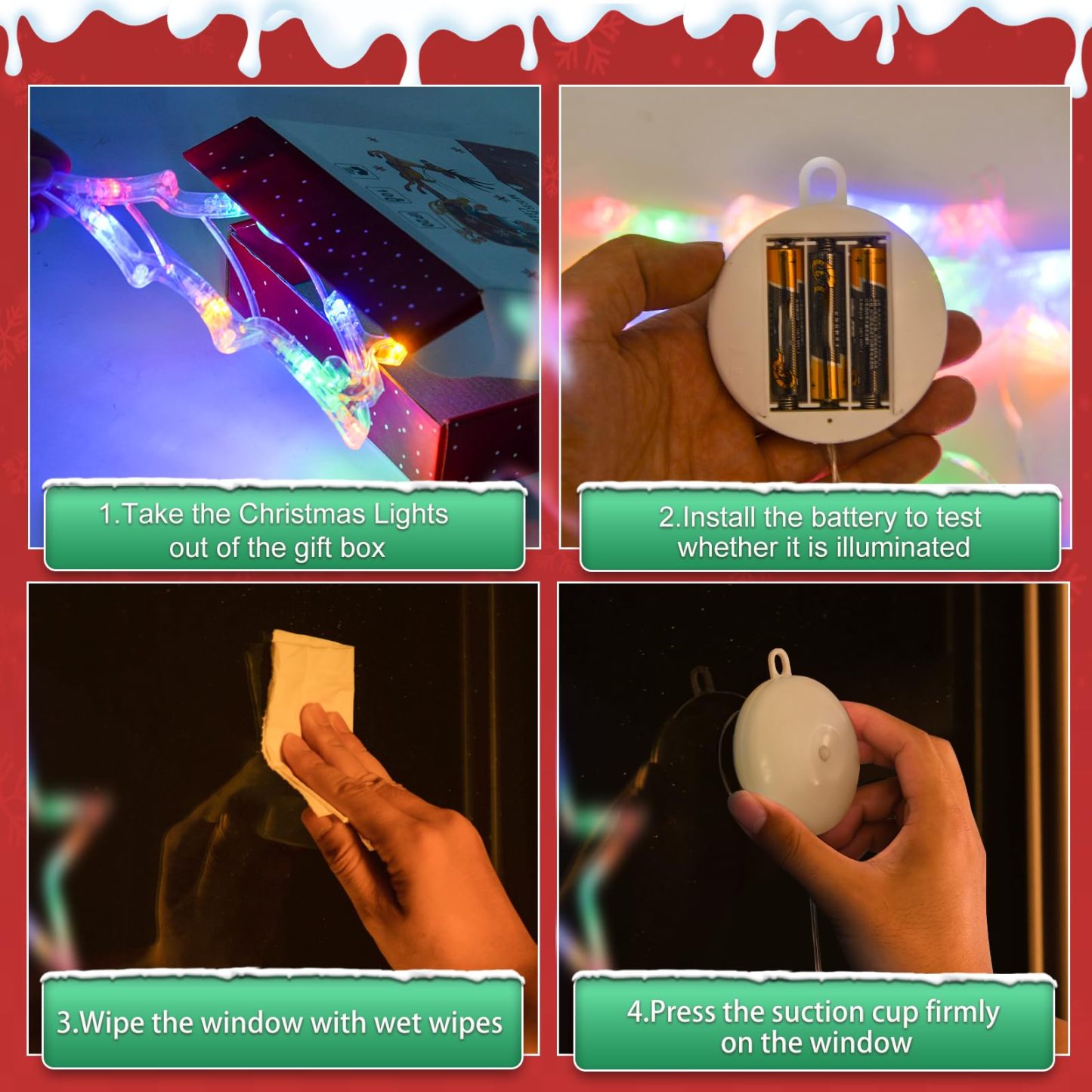 🎅5 bucăți decorațiuni pentru fereastră de Crăciun, agățat de Crăciun alimentat cu baterie, fulg de zăpadă iluminat multicolor, copac, stea, clopote, cu LED, pentru decorarea interioară a șemineului pentru pomul de Crăciun