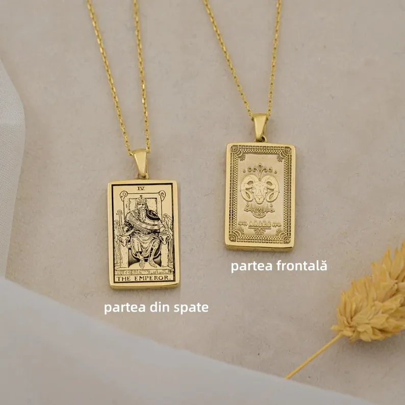 Reducere de 50% pe tot site-ul - 🌟🌈 Colier exclusivist de 14K Carte de Tarot Zodiac față-verso ✨🎁 (Potrivit pentru bărbați și femei) Un cadou perfect pentru mame, soții, soți