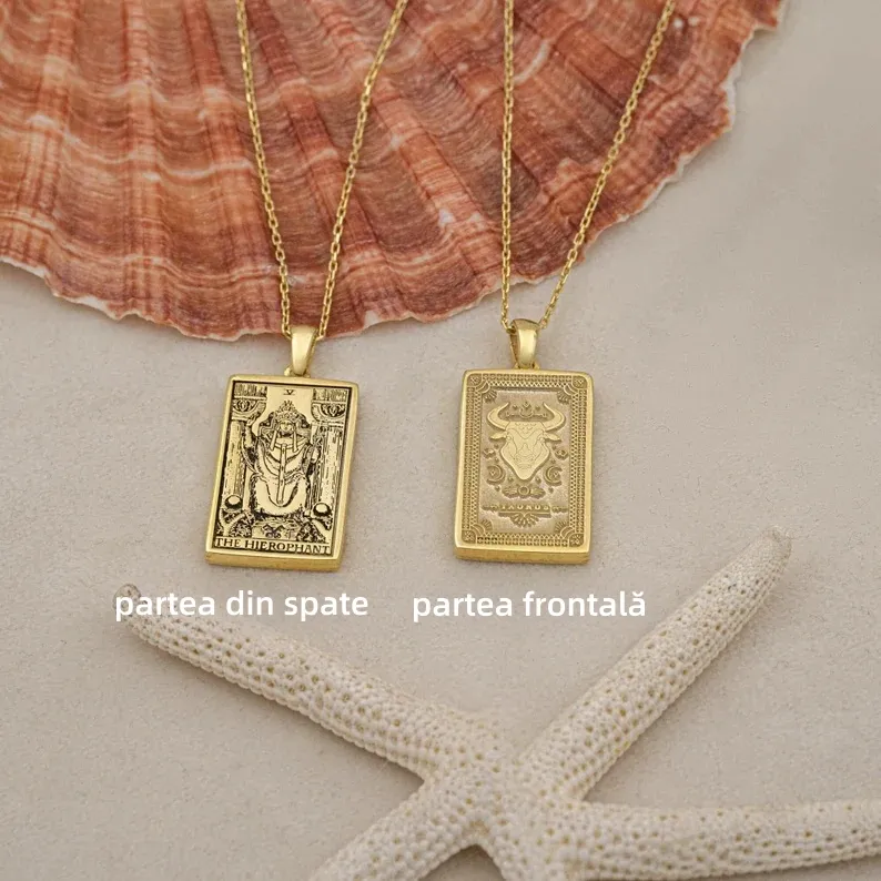 Reducere de 50% pe tot site-ul - 🌟🌈 Colier exclusivist de 14K Carte de Tarot Zodiac față-verso ✨🎁 (Potrivit pentru bărbați și femei) Un cadou perfect pentru mame, soții, soți