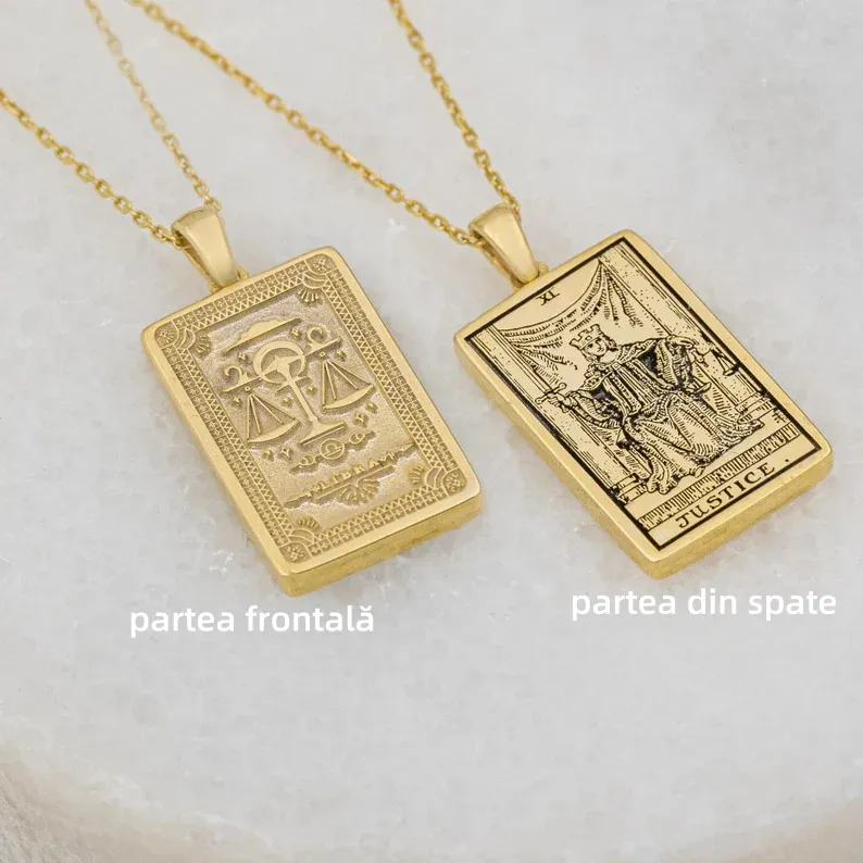 Reducere de 50% pe tot site-ul - 🌟🌈 Colier exclusivist de 14K Carte de Tarot Zodiac față-verso ✨🎁 (Potrivit pentru bărbați și femei) Un cadou perfect pentru mame, soții, soți