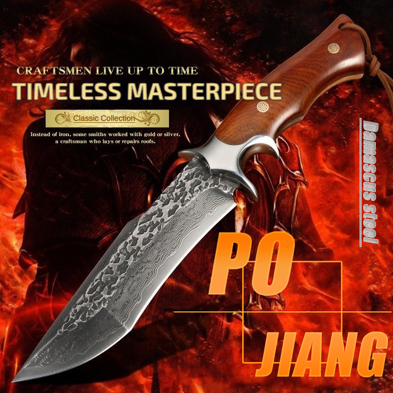 Falsificat Damascus VG10 Cuțit de înaltă duritate în aer liber Carry Defense Knife Sharp Tritium colecționabil Broken General Micul cuțit drept mic drept