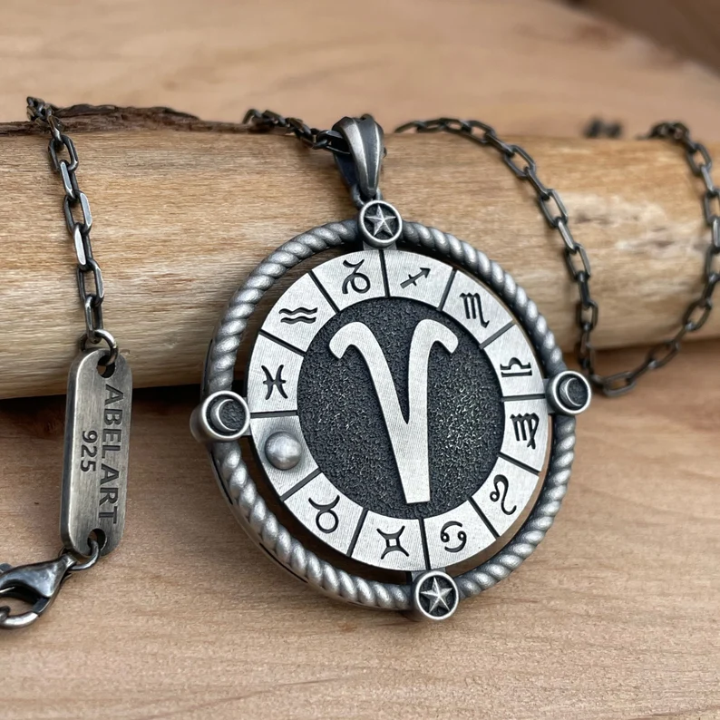 12 semne zodiacale colier cu pandantiv pentru bărbați din argint sterling lucrat manual, cadou pentru ziua de naștere, colier pentru bărbați cu semne zodiacale, cel mai bun cadou pentru soțul tău, cel mai bun cadou pentru tatăl tău