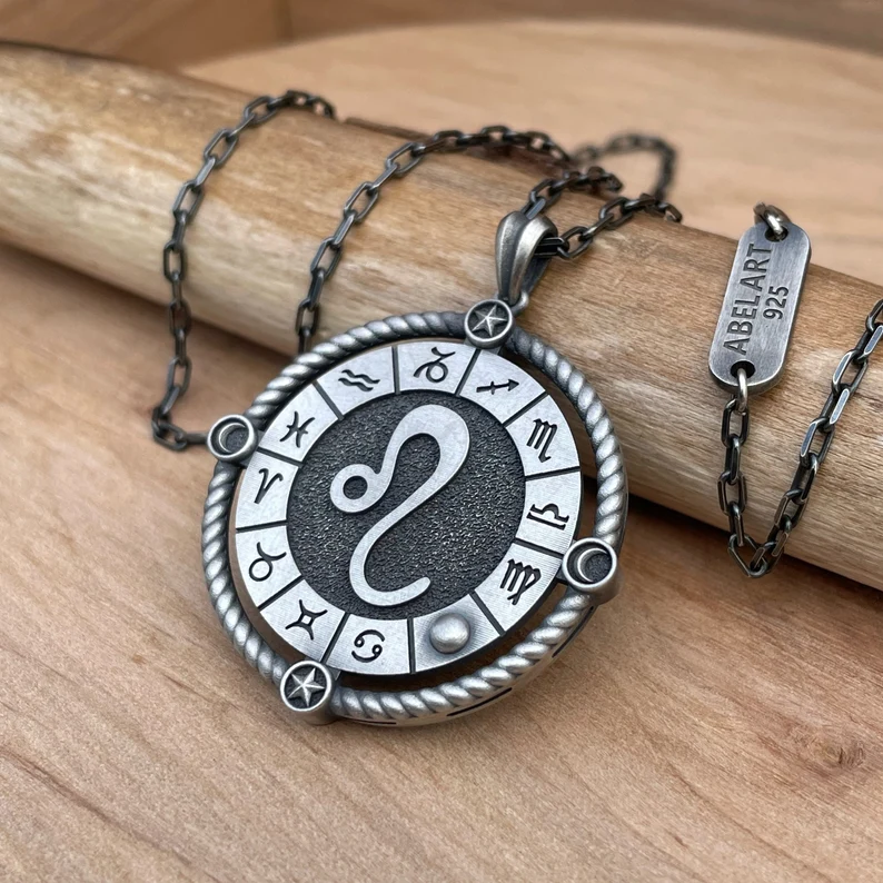 12 semne zodiacale colier cu pandantiv pentru bărbați din argint sterling lucrat manual, cadou pentru ziua de naștere, colier pentru bărbați cu semne zodiacale, cel mai bun cadou pentru soțul tău, cel mai bun cadou pentru tatăl tău