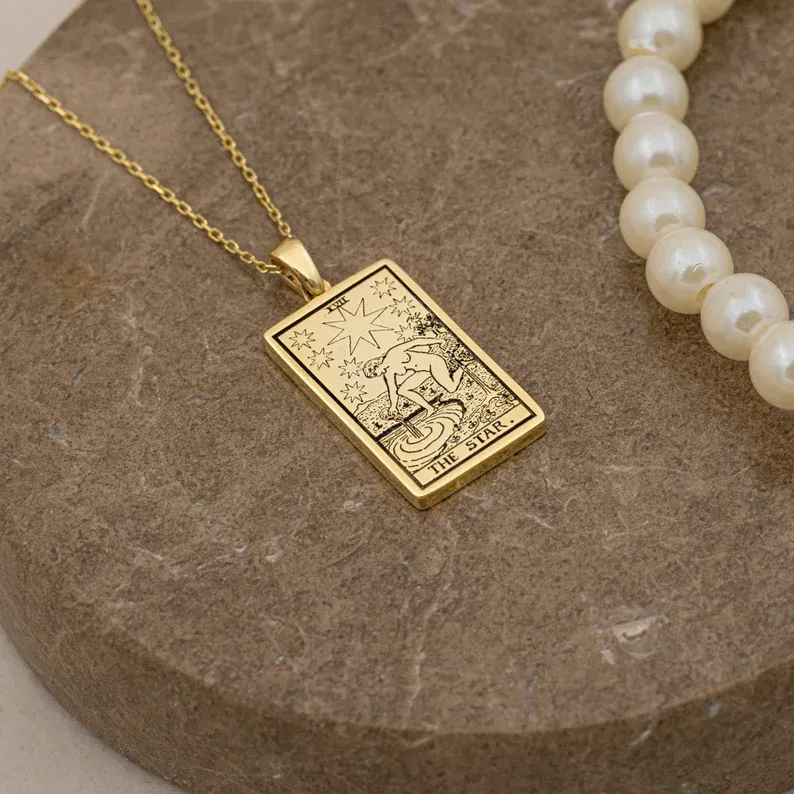 Collana con dodici carte dei tarocchi dello zodiaco, stella dell'Acquario a doppia faccia - ciondolo costellazione squisito - gioielli astrologici - regalo squisito (adatto a uomini e donne)