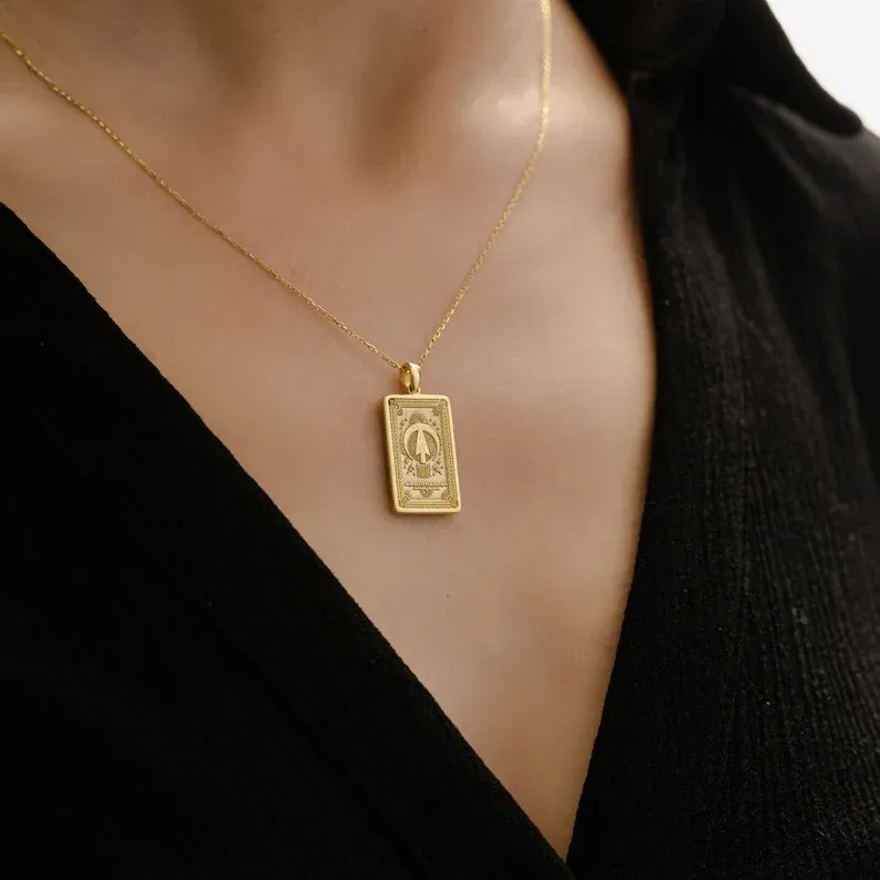 Reducere de 50% pe tot site-ul - 🌟🌈 Colier exclusivist de 14K Carte de Tarot Zodiac față-verso ✨🎁 (Potrivit pentru bărbați și femei) Un cadou perfect pentru mame, soții, soți
