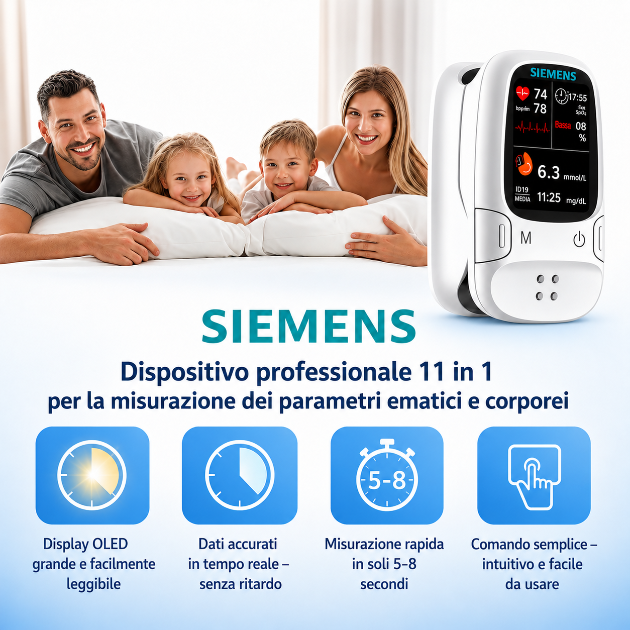 🩸 Misuratore di Glicemia Senza Puntura – Siemens | Monitoraggio della Glicemia Senza Dolore a Casa 📊
