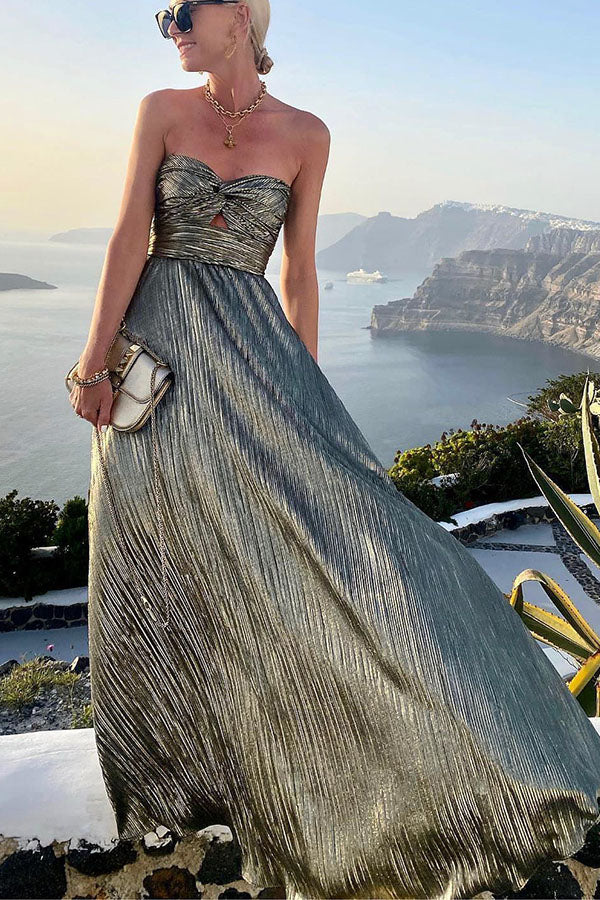 Trblietavé maxi šaty na ramienka Shimmer Please