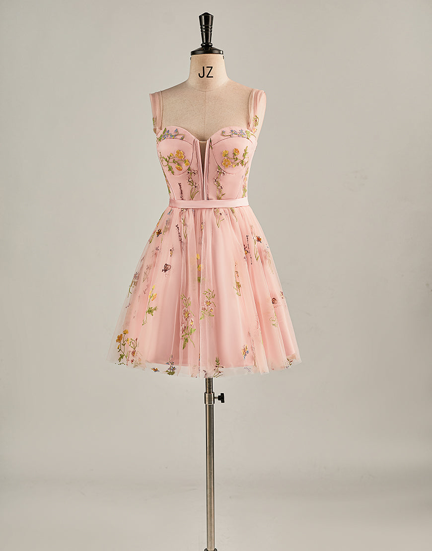 Light Pink Sweetheart Corset Homecoming Dress-LLELLA