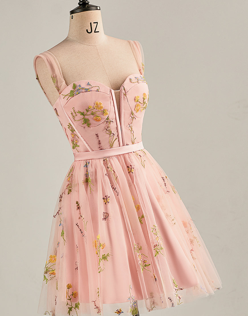 Light Pink Sweetheart Corset Homecoming Dress-LLELLA