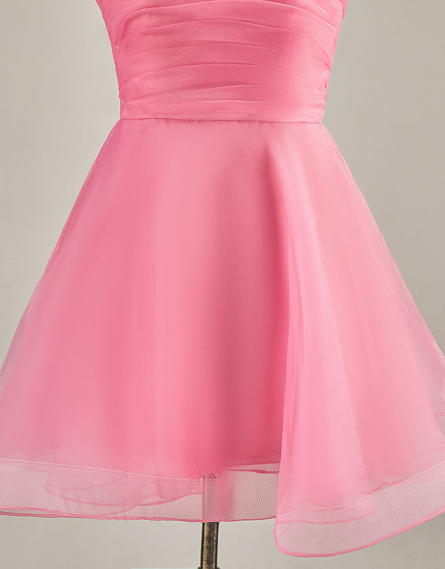 A-Line Light Pink Strapless Homecoming Dress-LLELLA