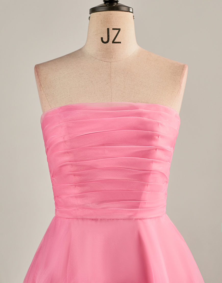 A-Line Light Pink Strapless Homecoming Dress-LLELLA