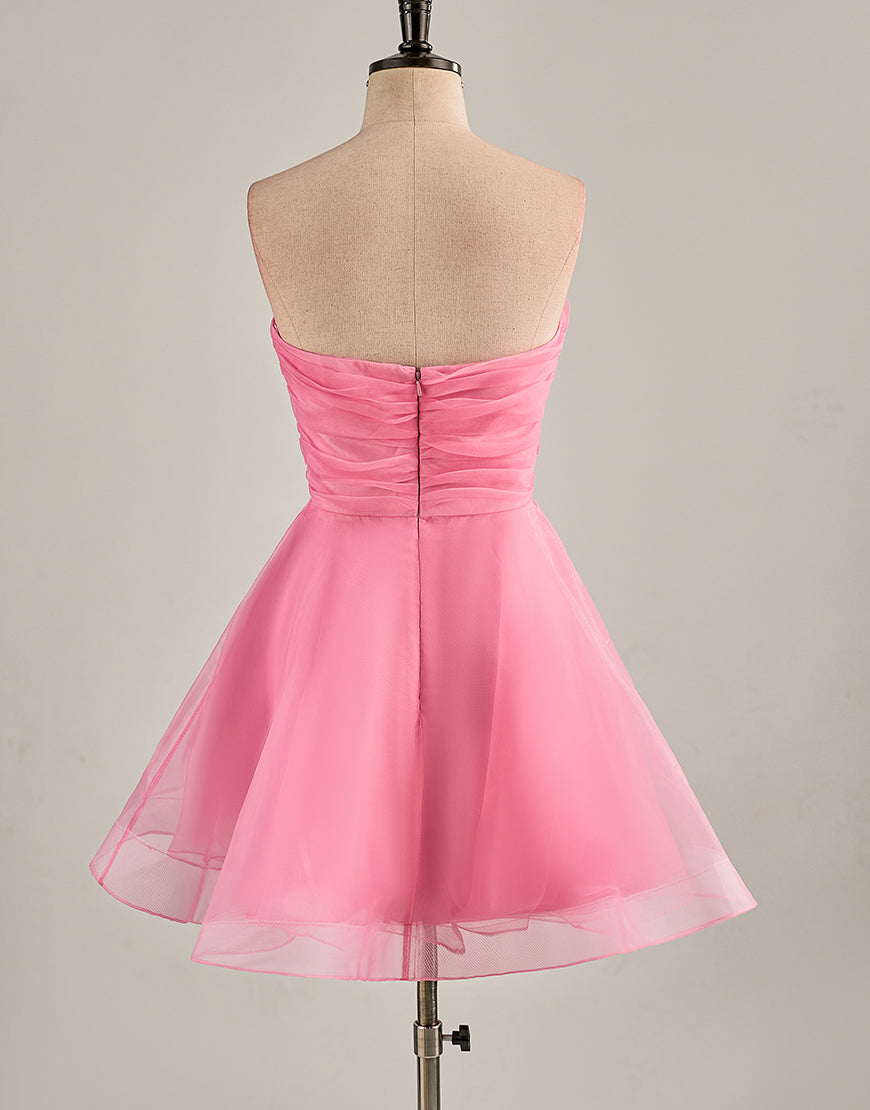 A-Line Light Pink Strapless Homecoming Dress-LLELLA