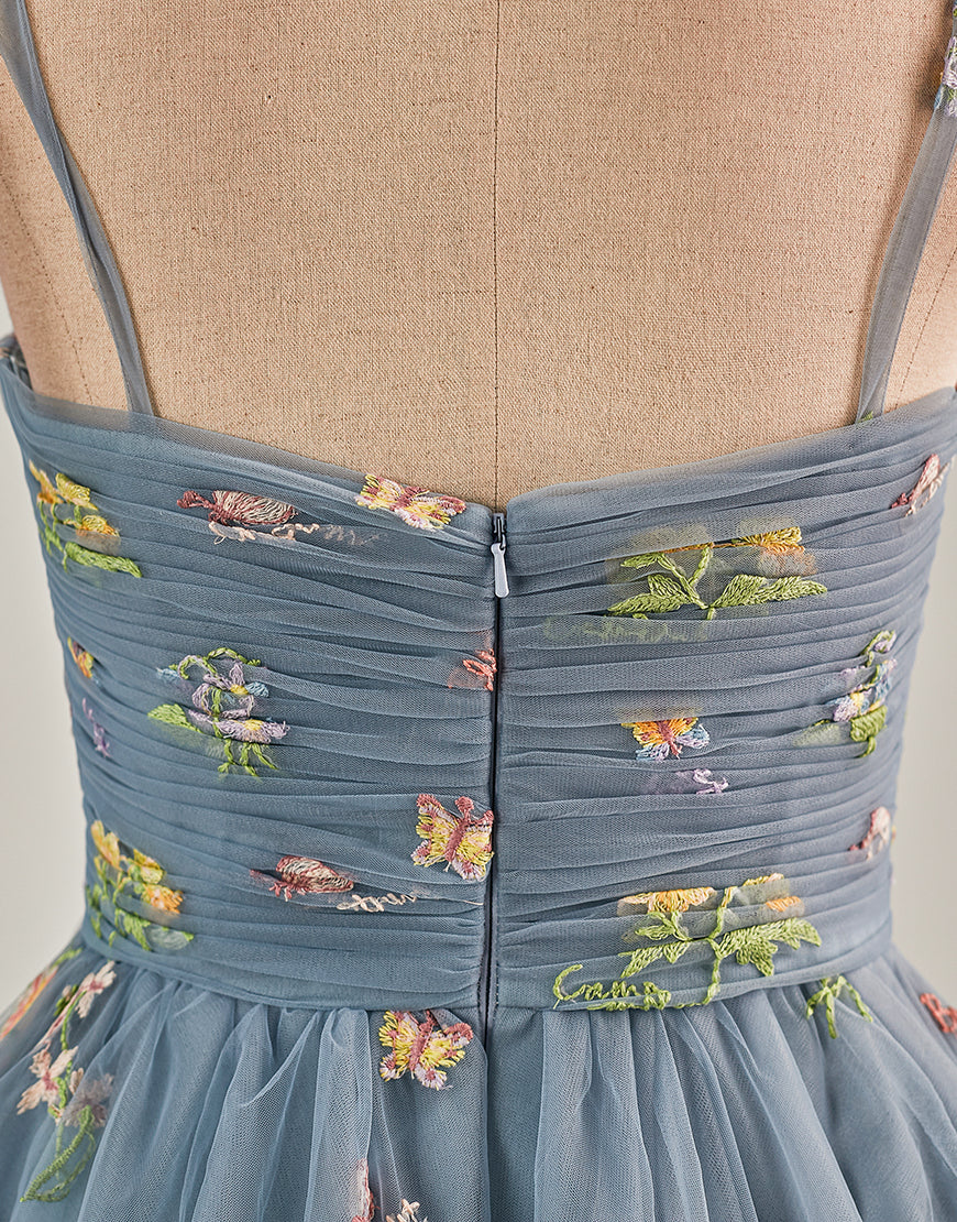 Cute Short Tulle Embroidery Homecoming Dress-LLELLA