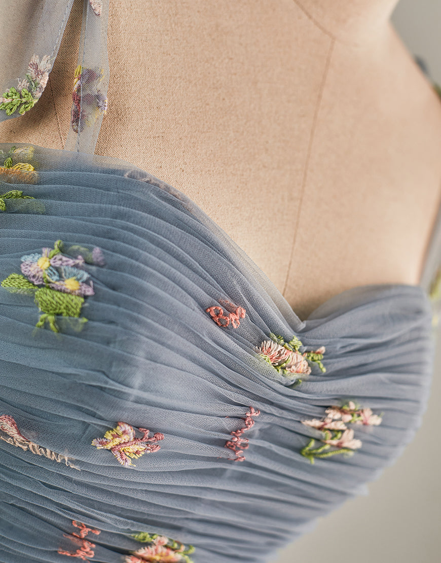 Cute Short Tulle Embroidery Homecoming Dress-LLELLA